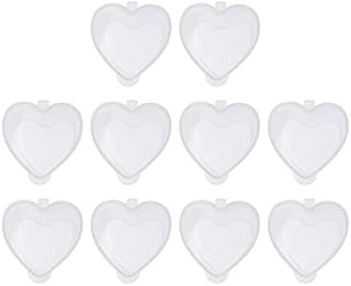 ULTNICE 100PCS Plastic Slime Containers Empty Spice Containers Heart Shaped Plastic Jars with Lids 50ML