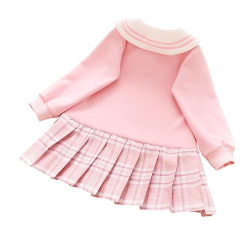Cartoon Girls Sweatshirt Dress Long Sleeve Pullover Pleated Mini Tennis Skirts Peter Pan Collar Midi Dresses2