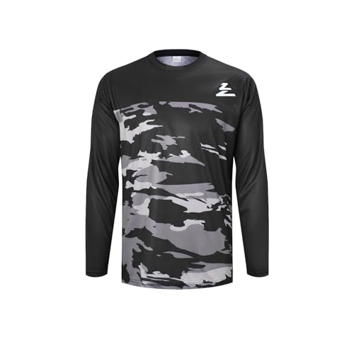 ZesiikLvie Maillot de ciclismo de manga larga para hombre, transpirable, de secado rápido, descenso, BMX, todoterreno, 36 (Reino Unido), L