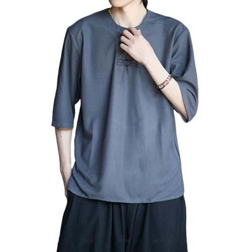 Chemise à manches courtes homme polyester léger et col vintage rétro USTZFTBCL