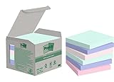Post-it Recycling Notes, Assortierte Farben, Packung mit 6 Blöcken, 100 Blatt pro Block, 76 mm x 76 mm, Farben: Grün, Pink, Blau - Selbstklebende Notizzettel aus 100% Recyclingpapier