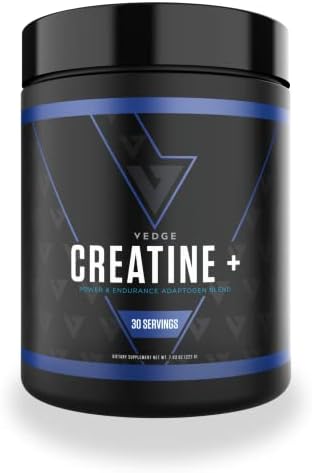 vedge Nutrition Creatine + | Vegan Plant-Based Creatine Monohydrate Powder | Energy, Performance & Function | Ergogenic Aids for Athletes | Unflavored, 30 Servings