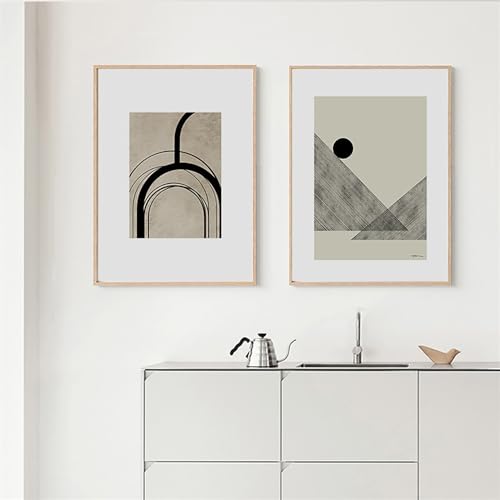 Peintures sur toile design géométrique noir et blanc | Art moderne salon 60x70cm