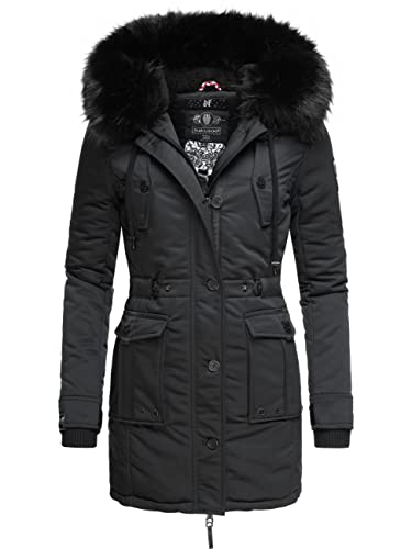 Navahoo Damen Warmer Winterparka mit Kapuze Luluna Prc Schwarz Gr. M