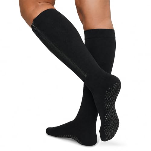 Image of TheraMagic Zipper Compression Socks for Men & Women, 20-30mmHg Closed Toe Graduated Zippered Compression Stocking