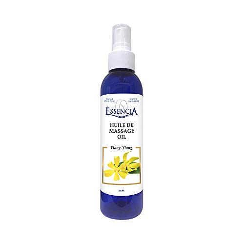 Essencia - Huile De Massage Oil, 180ml - Massage Oil Bottle for a Floral and Sensual Well-Being - Ylang-Ylang Pure Essential Oil - Helps to Relax the Body and Mind - Nourishing and Soothing Skin