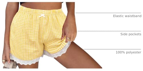 Image of Boxer Shorts for Women Pajama Gingham Shorts Casual Lounge Sleep Plaid Y2K Beach Bottoms for 2026 Summer