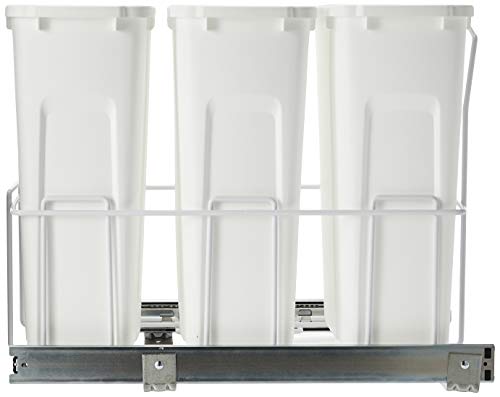 Knape & Vogt SBM15-3-20WH in-Cabinet Bottom Mount Pull Out Trash Can, 17.56" by 14.25" by 22"