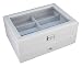 12 Piece Large White Leatherette Eyeglass Sunglass Two Level Glasses Display Case with Drawer Storage Box