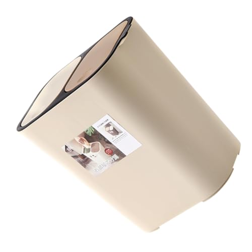 EPIGEIST Cubo de Basura Doméstico Doble Tapa, Clasificación Seca y Húmeda, Plástico Pp Beige, 2 Compartimentos para Cocina, Bote Basura Clasificado, Contenedor Reciclaje Práctico