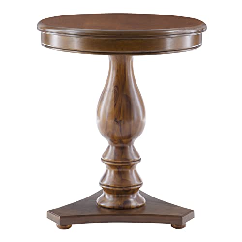 Powell Hazelnut Round Top Finley Pedestal Accent Side Table #TOP5