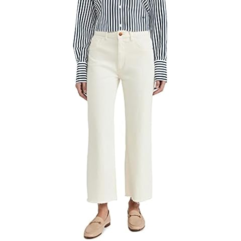 DL1961 Women's Hepburn Wide Leg High Rise Jeans, Eggshell, Off White, 26 Cover