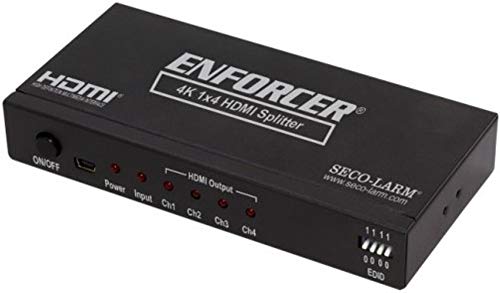 Seco-Larm 4-Port HDMI Splitter, Supports 1080p & 3D, Black