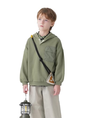 marc & janie Boys Outdoor Loose Hoodies Big Pockets Long Sleeve Hooded Sweatshirt Kids Soft Tops 240983