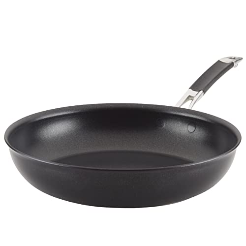 Anolon 87538 Smart Stack Hard Anodized Nonstick Frying Pan / Fry Pan / Hard Anodized Skillet – 12 Inch, Black