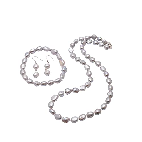 Joyería de perlas de agua dulce de alta calidad en set de collar y pulsera barroca para damas