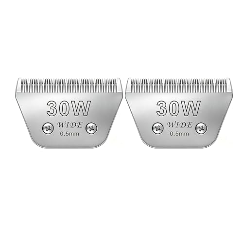 Audoc Wide Blades for Dog Grooming Blades Compatible with Andis Oster A5 Wahl km10 Dog Clippers Stainless Steel Blades Blades for Animal Dog Cat Horse (#30W(0.5mm)/2PCS)