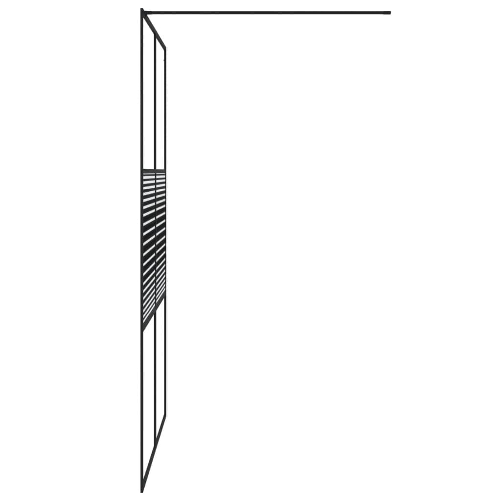 Mampara de ducha de cristal templado transparente de 140 x 195 cm con marco de aluminio negro, panel lateral ajustable, protección contra salpicaduras para ducha a ras de suelo, divisor para