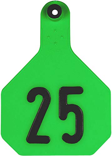 YTex 4 Star Large Green Cattle Ear Tags Numbered 1-25