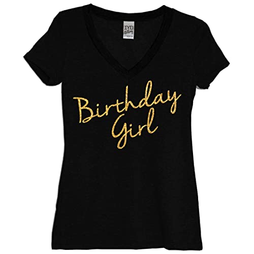 It's Your Day Clothing Glitter Birthday Girl Gold Black Women's V Neck Shirt Its My Happy 50Th 40Th 30Th 21St Squad Crew Bday For Women Lady Girls (X-Large) #TOP6