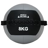MUSCLE FACTORY メディシンボール 8kg ソフト トレーニング ボール ウエイトボール 体幹 筋トレ 陸上 球技 フィットネス 筋トレ器具 取っ手改良 陸上 野球 ゴルフ 単品 (グレー)