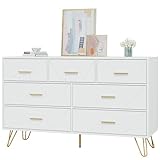 CARPETNAL Black Dresser for Bedroom, Modern 6 Drawer Double Dresser with Wide Drawers and Metal Handles, Wood Dressers & Chest of Drawers for Hallway, Entryway.