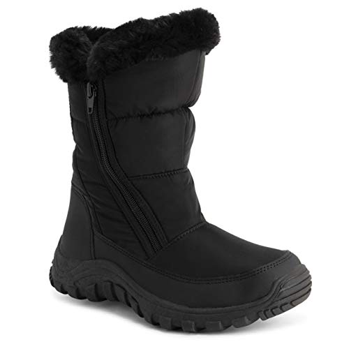 Polar Womens Memory Foam Twin Zip Opening Pull On Nylon Waterproof Thick Faux Fur Lined Winter Rain Snow Boots2