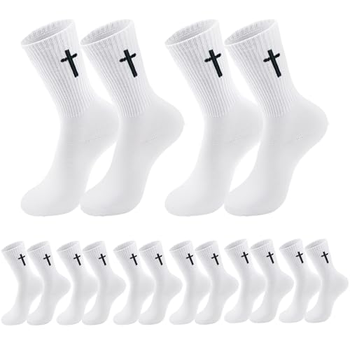 wotemlur 8 pair Christian cross socks prayer stockings suitable for husband wife family birthday Christmas Easter gift