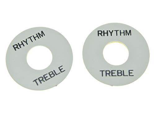 KAISH 2pcs White with Black LP Guitar Toggle Switch Washer Plate Rhythm Treble Ring for Les Paul