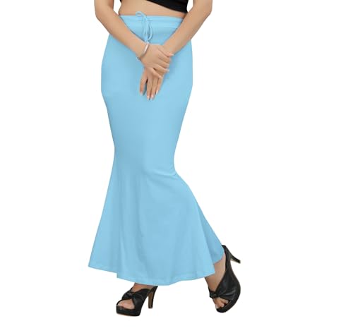 Image of Women's Polyester Blend Shapewear Patticoat Fishcut Flare Pattern Stretchable Drawstring Waist Maxi Length and Slim Fit Body Shaper Peticoat for Saree Daily Use Peticoat
