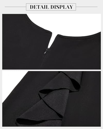 Plus Size Cocktail Dress - Wedding Guest Women Bodycon Vintage Ruffle Church Pencil Dress3