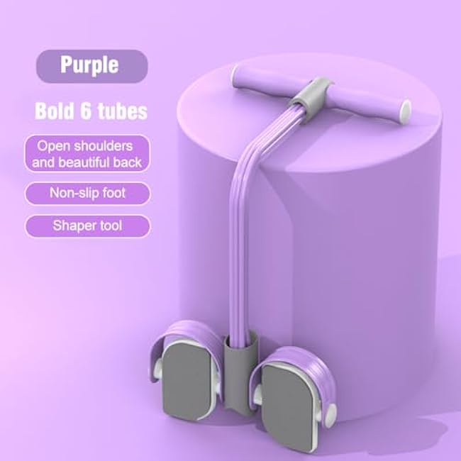 Multifunctional Pedal Puller Resistance Rope, Foot Pedal Resistance Band, 6-Tube Yoga Tension Rope, Fitness Equipment for Abdomen Waist Arm Leg Stretching Slimming Training