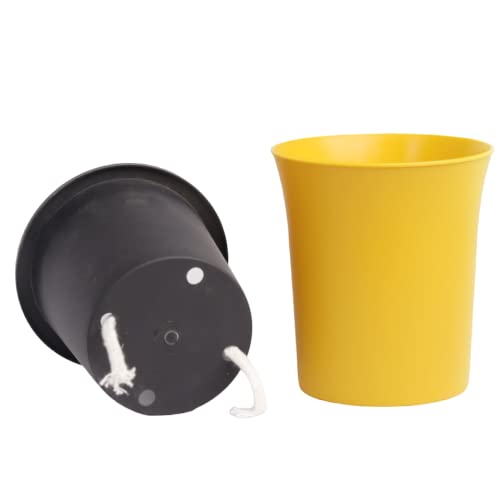 Image of Self Watering Indoor Pots for Plants - Oslo - Home Livingroom Balcony Tabletop Decorative 4 Inch Round Plastic Small Size Planter Set of 3 (Yellow)