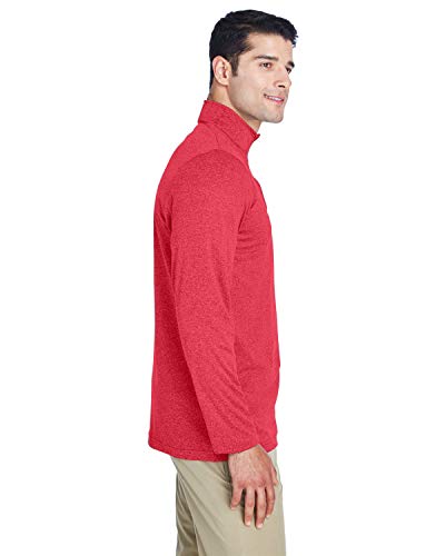 UltraClub Men's Cool & Dry Heathered Performance Quarter-Zip 2XL RED HEATHER2