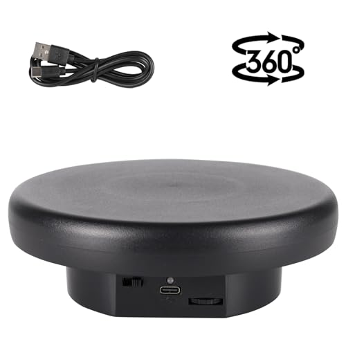 Image of 360 Electric Rotating Platform with Type-C Cable, 6.3in / 15lb Motorized Rotating Display for Jewelry Photography Products Live Show Video shoot, Mushroom Rotating Stand for 3D Model Cake Black