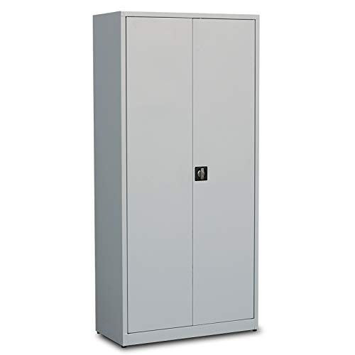 Preisvergleich Produktbild Flügeltürenschrank Aktenschrank Büroschrank Stahl 180x80x38 cm Hellgrau Metallschrank - Lagerschränke 2 Türen Stahl