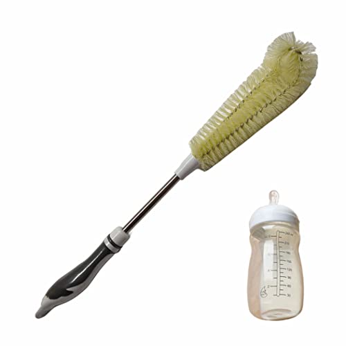 Flexible Long Water Bottle Cleaning Brush with Long Handle, Bendable Baby Milk Bottle Brushes for Narrow Neck Decanter Wine Glass Jugs Juicers Coffee Mug Sports Bottle (16 inch)