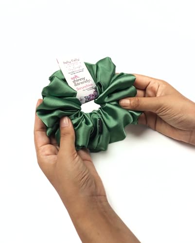 Image of Satin Scrunchies Hair Bands for Women | No-Damage Elastic Hair Ties for Ponytails & Buns | Fluffy & Stylish Rubber Bands | Extra Large Size | Pack of 5