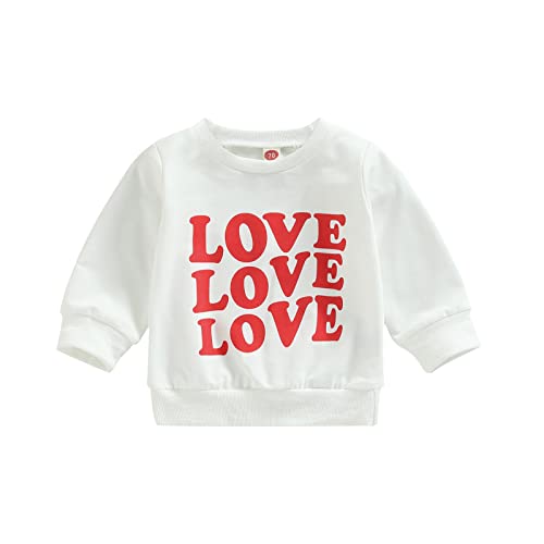 Toddler Baby Girl Boy Valentine's Day Sweatshirt Little Love Heart Pullover Tops Casual Unisex Baby Outfit (Love Letter, 6-12 Months)