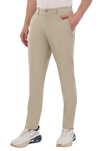 Image of SaintX Men's Premium 4-Way Stretchable Formal Summer Pants | Stylish Slim Fit Multi-Purpose Athleisure Trousers | Business Casual Office /Anytime Wear | Ultra Soft Feather Touch Sunscreen Fabric