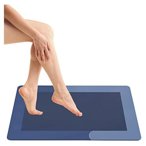 Cresitch Bath Mats, Blue Super Absorbent Mat, Bath Mat Non Slip Bathroom Mats, Quick Dry Bath Mat, Blue Bathroom Rugs, Square Cover