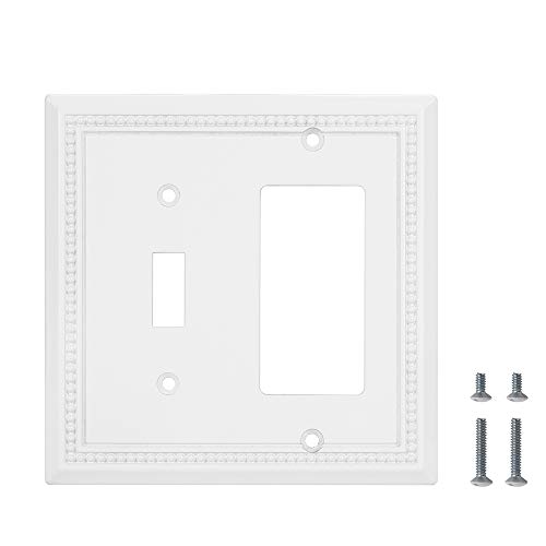 Image of Henne Bery Sunken Pearls Heavy Duty Decorative Wall Plate Switch Plate Outlet Cover (Toggle /Decorator, White)
