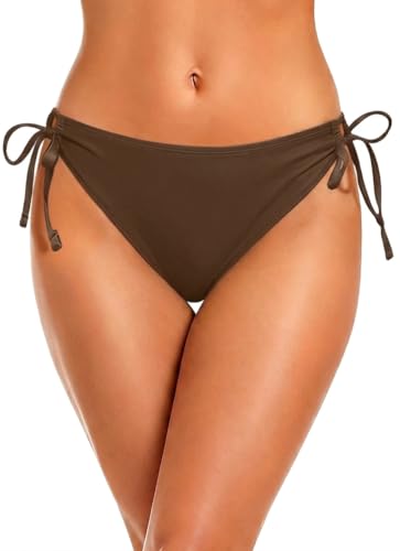 Image of Zmart String Tie Side Bikini Bottoms - Women Full Coverage Swimsuit Bottom Mid Rise Mid Waist Swim Bathing Suit Bottom