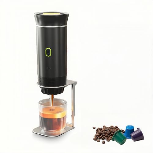 Portable Coffee Maker, with USB-C Portable Coffee Machine, 3-in-1 Camping Coffee Machines Self-Heating, Car Coffee Maker, Compatible with Ground Coffee for RV, Hiking, Office (Black)
