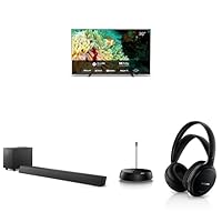 Philips LED 4K UHD LED Smart TV 70PUS7607/12, Mattschwarzer Rahmen + Soundbar mit Subwoofer + Kopfhörer