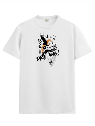Image of ADRO Men's Cotton Comfort Fit Anime T Shirt - Premium Printed Haikyuu Tshirt - Perfect for Haikyuu Fans Print and Comfortable Fit T-Shirt