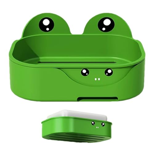Jabonera rana, soporte de jabón para montaje en pared, estante de drenaje montado en la pared, jabonera para mostrador de baño con drenaje rápido, almacenamiento de utensilios de baño, bandeja para el
