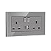 5 Pack CNBINGO Glass Double Switched Socket with USB-A and Type-C Charging Ports, Grey Tempered Glass Panel Wall Outlet, 2 Gang 13 Amp Electric Power Socket 5 Pack CNBINGO Glass Double Switched Socket with USB-A and Type-C Charging Ports, Grey Tempered Glass Panel Wall Outlet, 2 Gang 13 Amp Electric Power Socket