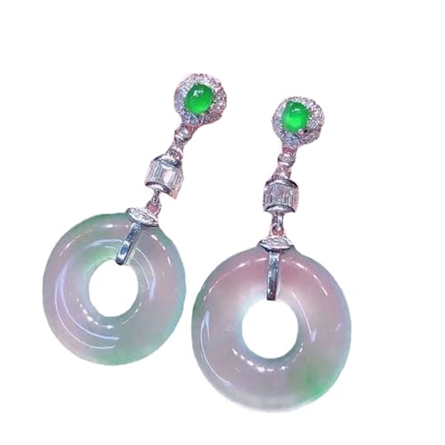 Boucles d'oreilles jade naturel vert et argent S925 pour séance de yoga