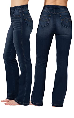 Pajamajeans Bootcut Jeans For Women High Waisted, Indigo Distressed, Sm #TOP1
